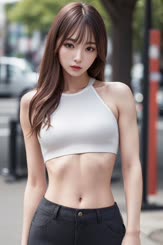 a beautiful young lady in a white top posing for a picture