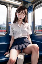 a woman in a white shirt and a skirt 