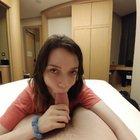 Looking smug with her mouth full