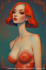 a woman with red hair is posing for a picture . 