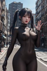 a beautiful young woman in a tight black dress