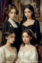 a group of four young ladies posing for a picture . 