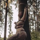 Body paint on the whole body with shibari in the woods on Karandashiha