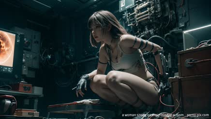 a woman sitting on the ground in a room . 