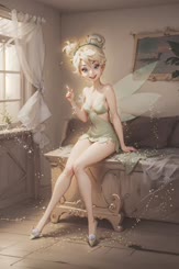 a woman sitting on a bench in a room