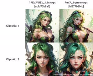 four pictures of a woman with long green hair . 