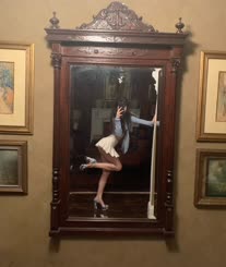 A Naughty Posing in a Mirror: Shoe Highlight