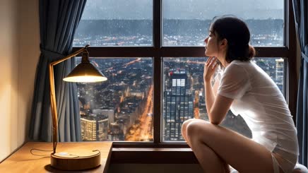City Lights: A Nighttime View from the Window