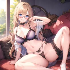 A cartoon drawing of a woman wearing lingerie.