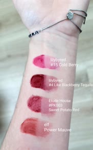 Swatches and review of 4 lip staining products (lilyred &amp; Etude House VS e.l.f.)