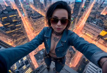 a woman with a tattoo is taking a selfie 