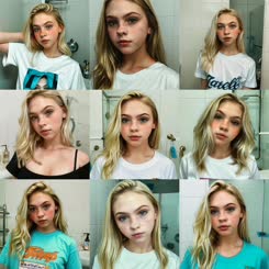 a series of pictures of a girl 's makeup and hair style